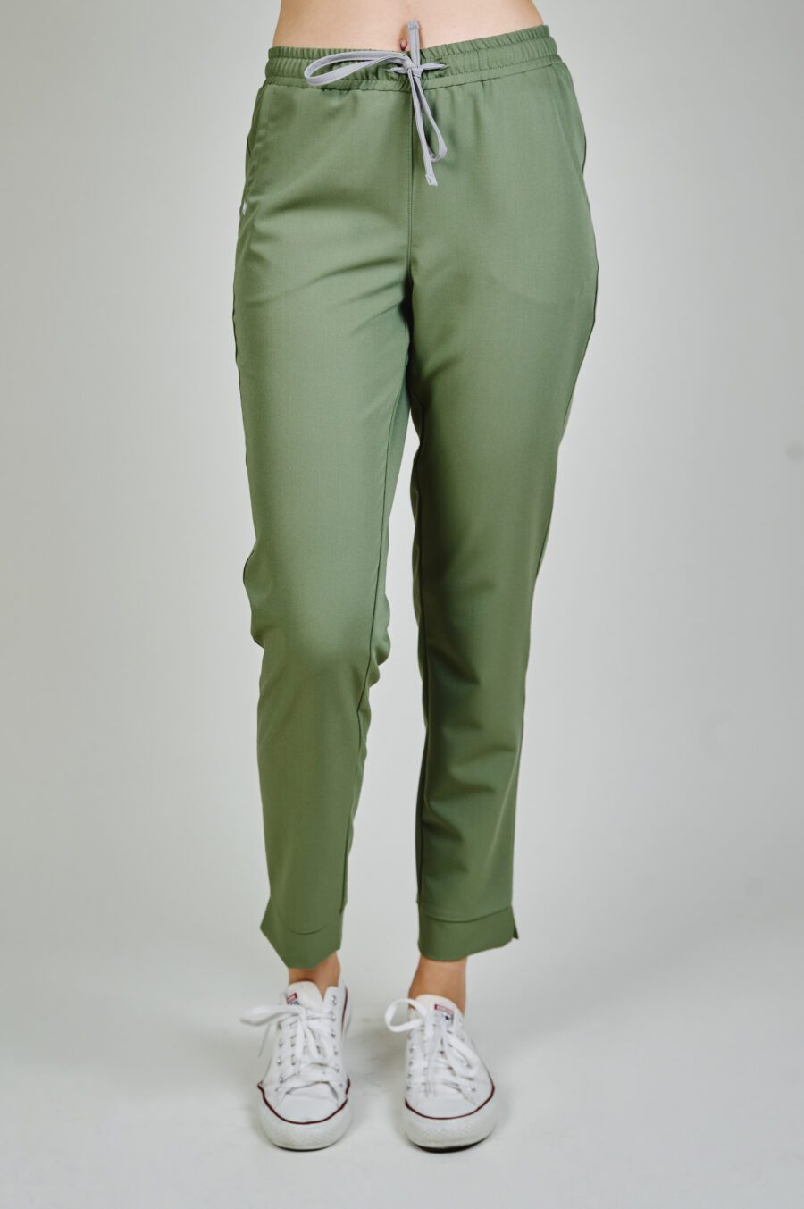 front - olive green ladies' medical trousers
