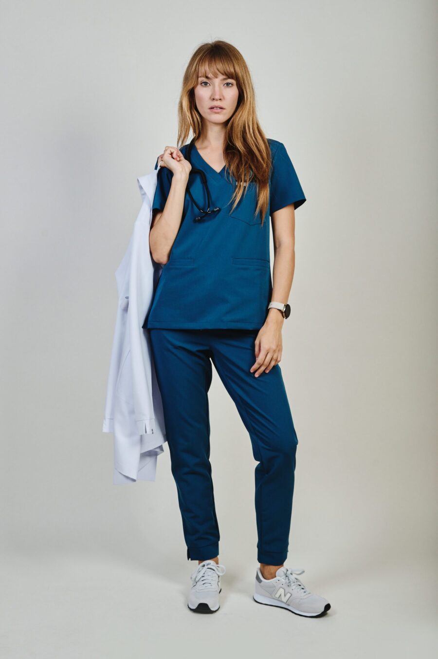 women's medical trousers slim fit in deep marine