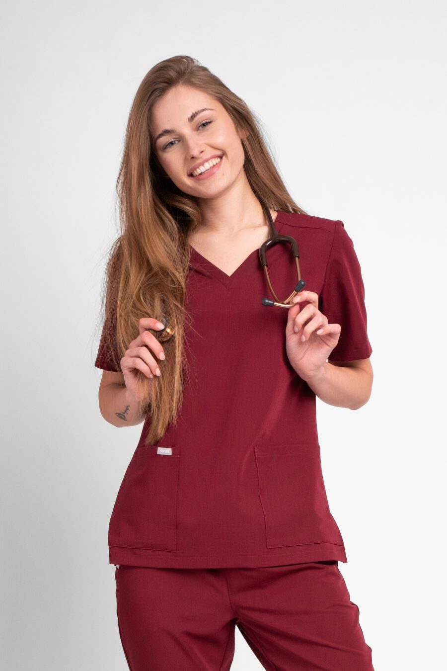 bluza medyczna damska MILA dark cherry